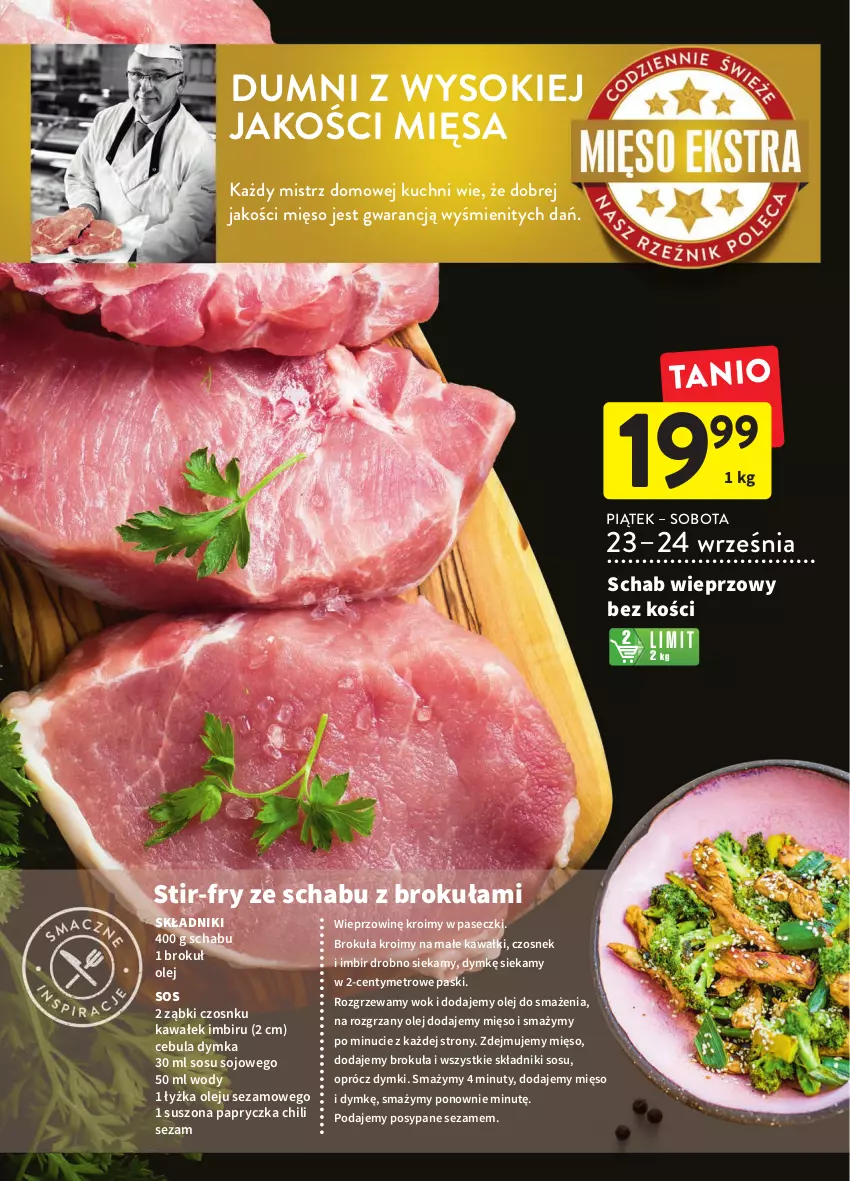 Gazetka promocyjna Intermarche - Gazetka Intermarche - ważna 22.09 do 28.09.2022 - strona 16 - produkty: Cebula, Czosnek, Imbir, Kawa, Metro, Mięso, Nuty, Olej, Schab wieprzowy, Sezam, Sok, Sos, Wałek