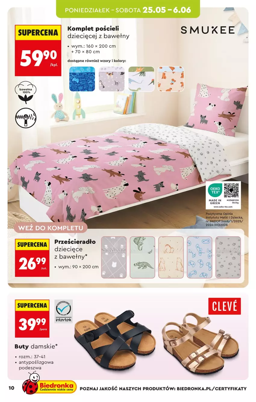 Gazetka promocyjna Biedronka - Okazje Tygodnia - ważna 25.05 do 06.06.2026 - strona 12 - produkty: Buty, Dzieci, Komplet pościeli, Pościel, Prześcieradło