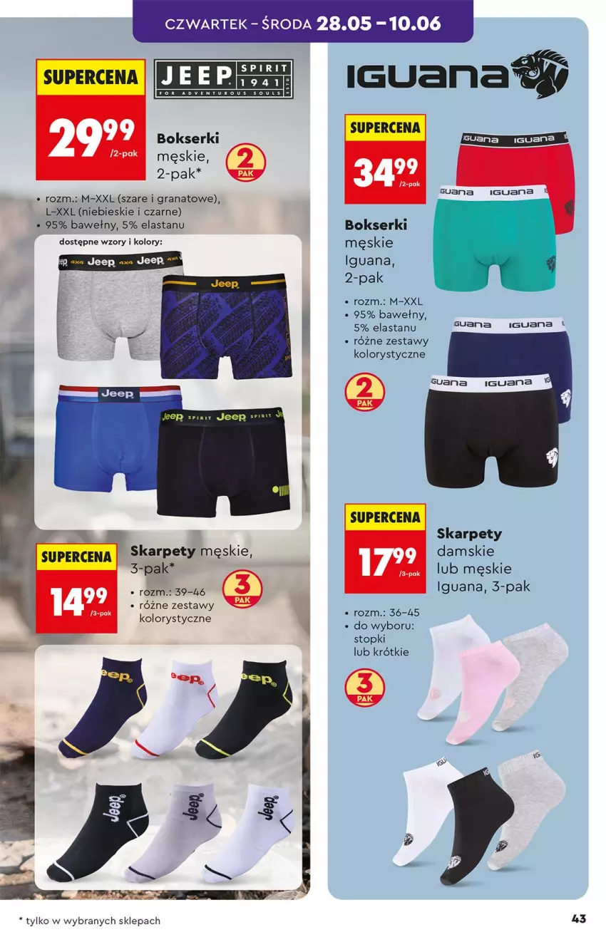 Gazetka promocyjna Biedronka - Okazje Tygodnia - ważna 25.05 do 06.06.2026 - strona 45 - produkty: Bokserki, Fa, Gra, Granat, Karp, Ser, Surf, Top