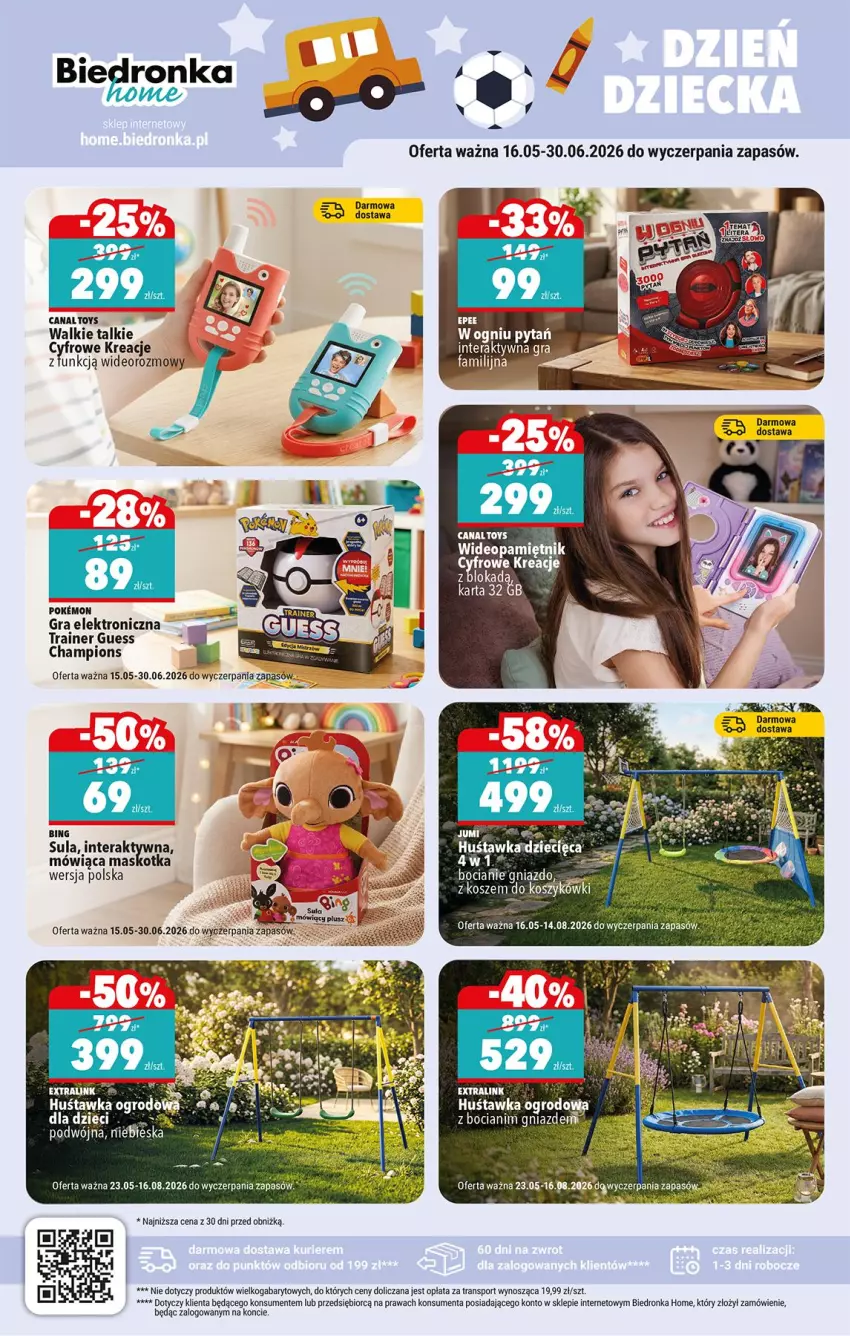 Gazetka promocyjna Biedronka - Okazje Tygodnia - ważna 25.05 do 06.06.2026 - strona 54 - produkty: Fa, Gra, Huśtawka, Pamiętnik, Por, Sport, Tera, Tran, Walkie talkie