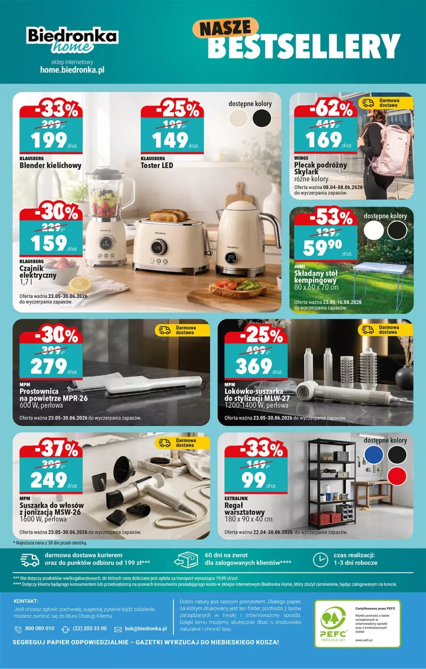 Gazetka promocyjna Biedronka - Okazje Tygodnia - ważna 25.05 do 06.06.2026 - strona 58 - produkty: Blender, Czajnik, Fa, Koc, Plecak, Por, Regał, Sport, Suszarka, Toster, Tran
