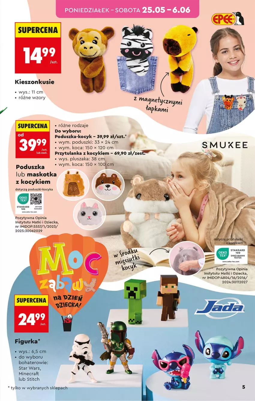 Gazetka promocyjna Biedronka - Okazje Tygodnia - ważna 25.05 do 06.06.2026 - strona 7 - produkty: Koc, Minecraft, Pluszak, Poduszka, Star Wars, Tran