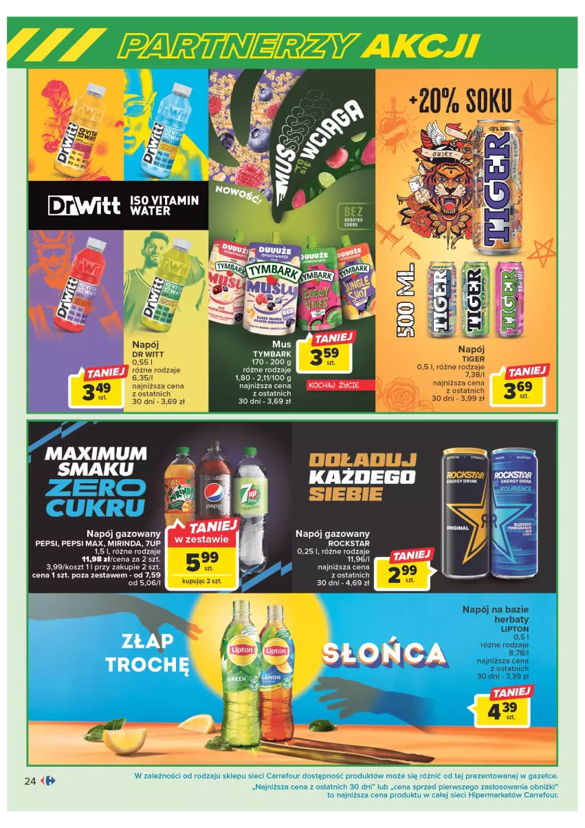 Gazetka promocyjna Carrefour - Gazetka Marki znane i lubiane - ważna 09.05 do 27.05.2023 - strona 24 - produkty: 7up, Fa, Kosz, Lipton, Mirinda, Napój, Napój gazowany, Pepsi, Pepsi max, Tymbark