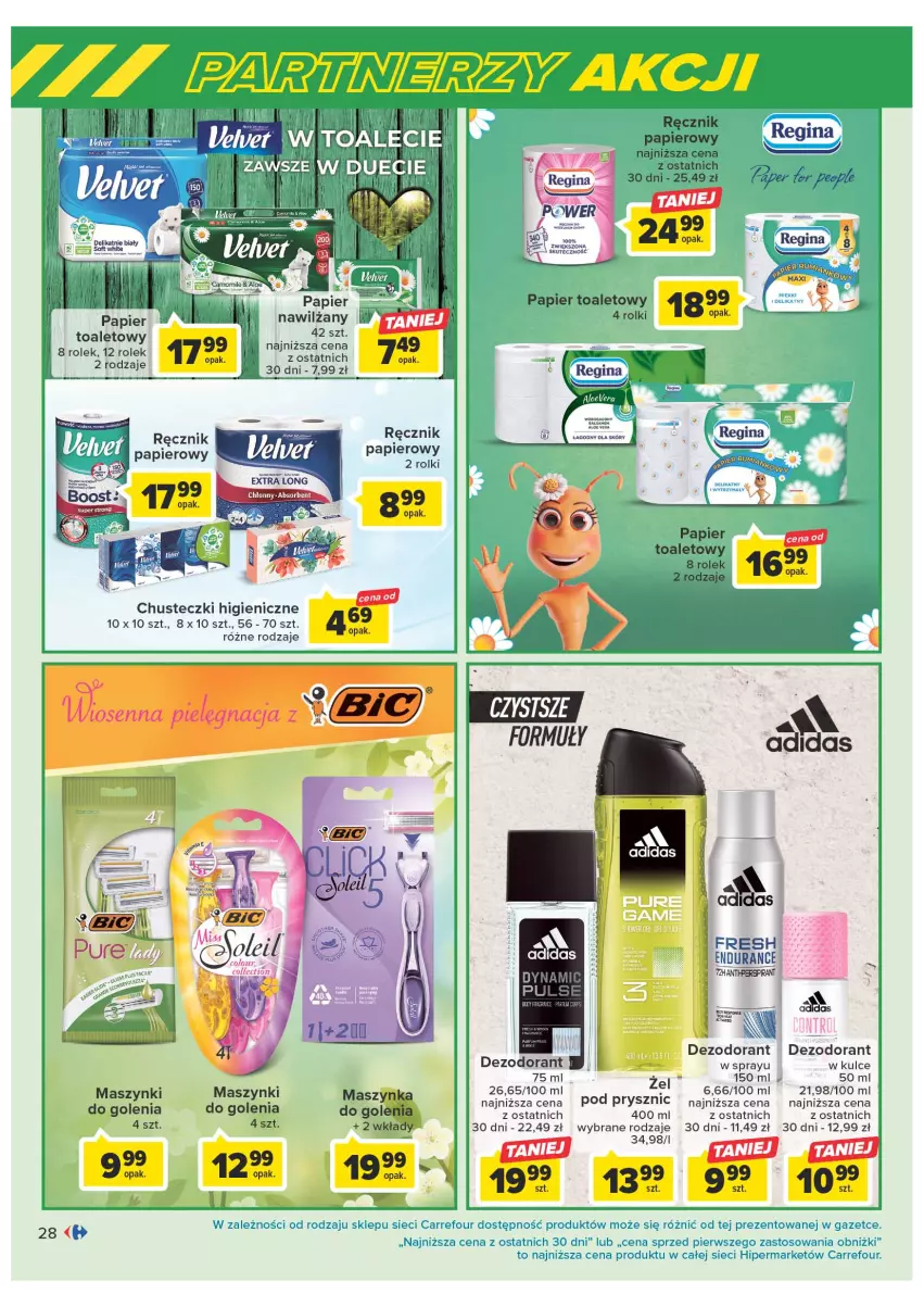 Gazetka promocyjna Carrefour - Gazetka Marki znane i lubiane - ważna 09.05 do 27.05.2023 - strona 28 - produkty: Adidas, Chusteczki, Dezodorant, Papier, Papier toaletowy, Ręcznik