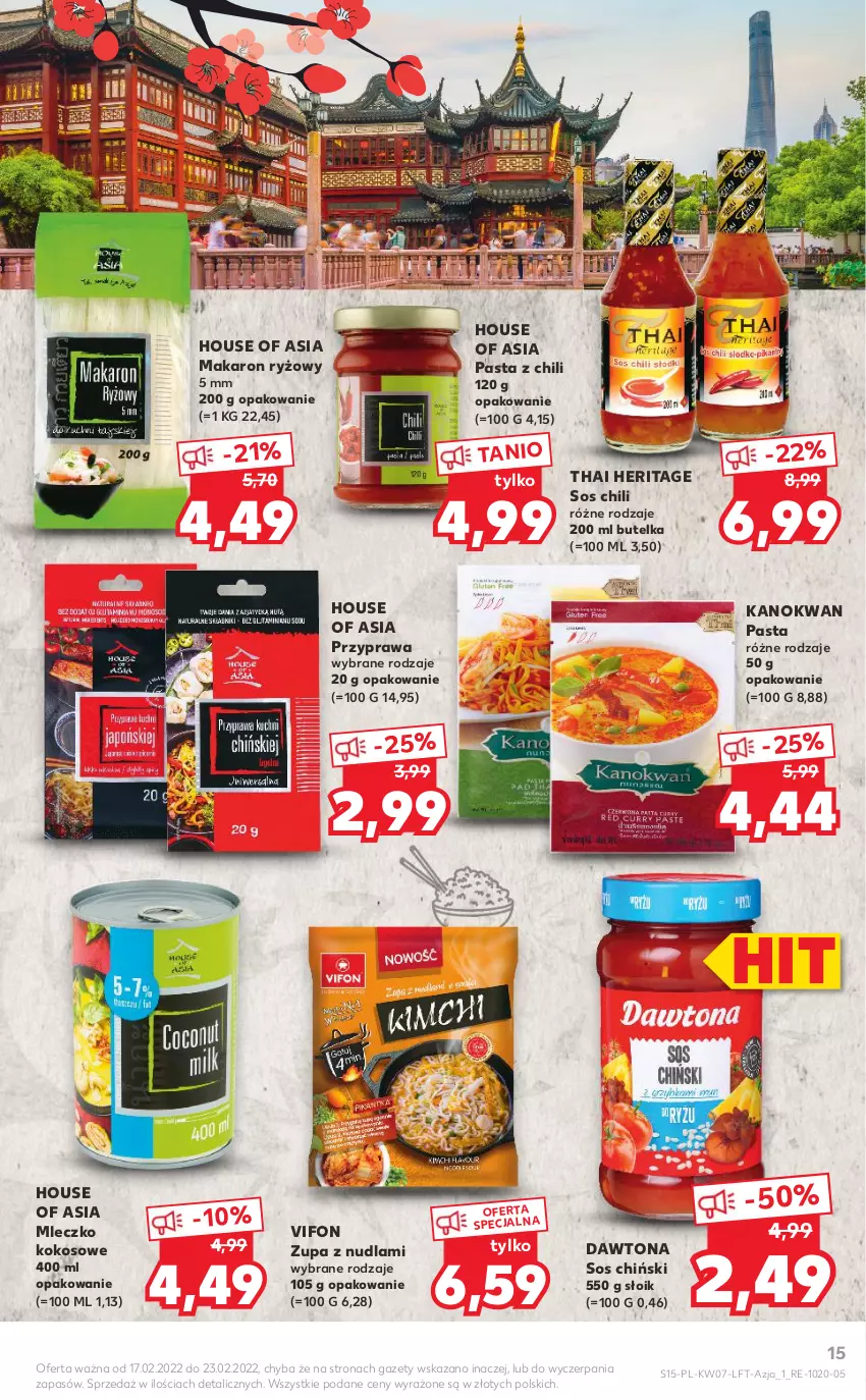 Gazetka promocyjna Kaufland - OFERTA TYGODNIA - ważna 17.02 do 23.02.2022 - strona 15 - produkty: Dawtona, House of Asia, Kokos, Makaron, Makaron ryżowy, Mleczko, Ryż, Sos, Zupa