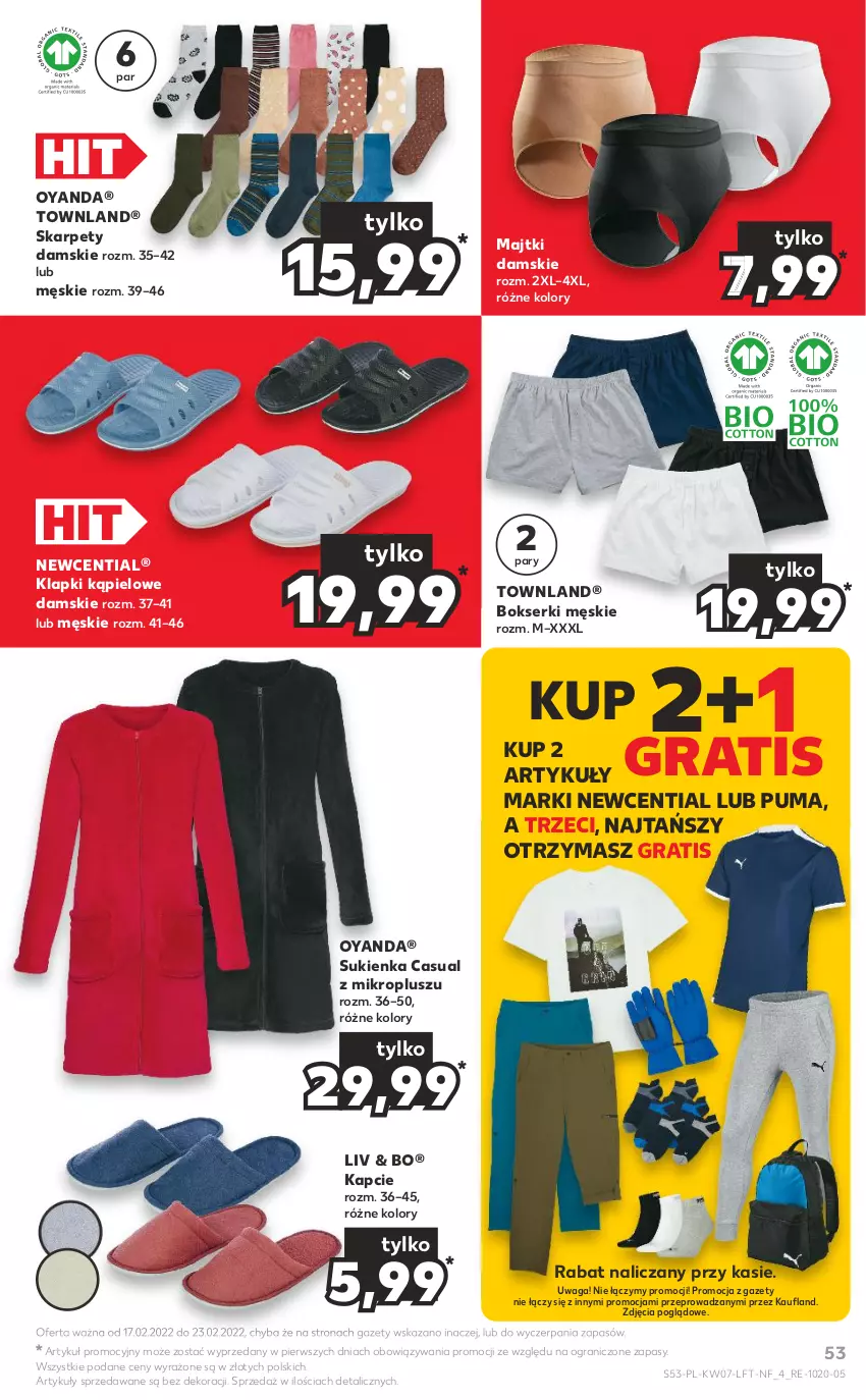 Gazetka promocyjna Kaufland - OFERTA TYGODNIA - ważna 17.02 do 23.02.2022 - strona 53 - produkty: Bokserki, Gra, Kapcie, Karp, Klapki, Majtki, Puma, Ser, Sukienka, Waga