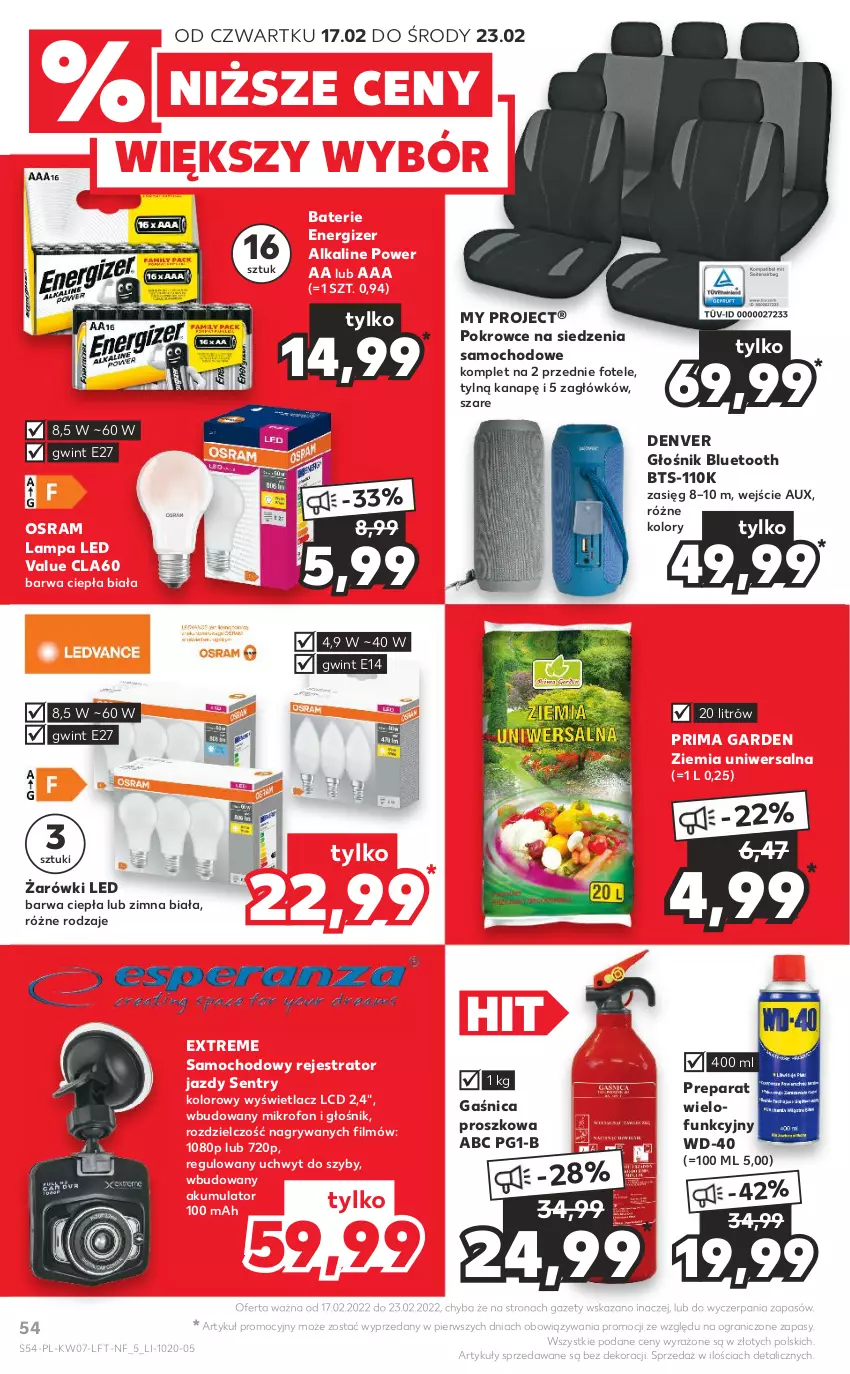 Gazetka promocyjna Kaufland - OFERTA TYGODNIA - ważna 17.02 do 23.02.2022 - strona 54 - produkty: Akumulator, Energizer, Fotel, Gaśnica, Głośnik, Głośnik bluetooth, Gra, Gry, Lampa, Lampa LED, Mikrofon, Prima, WD-40