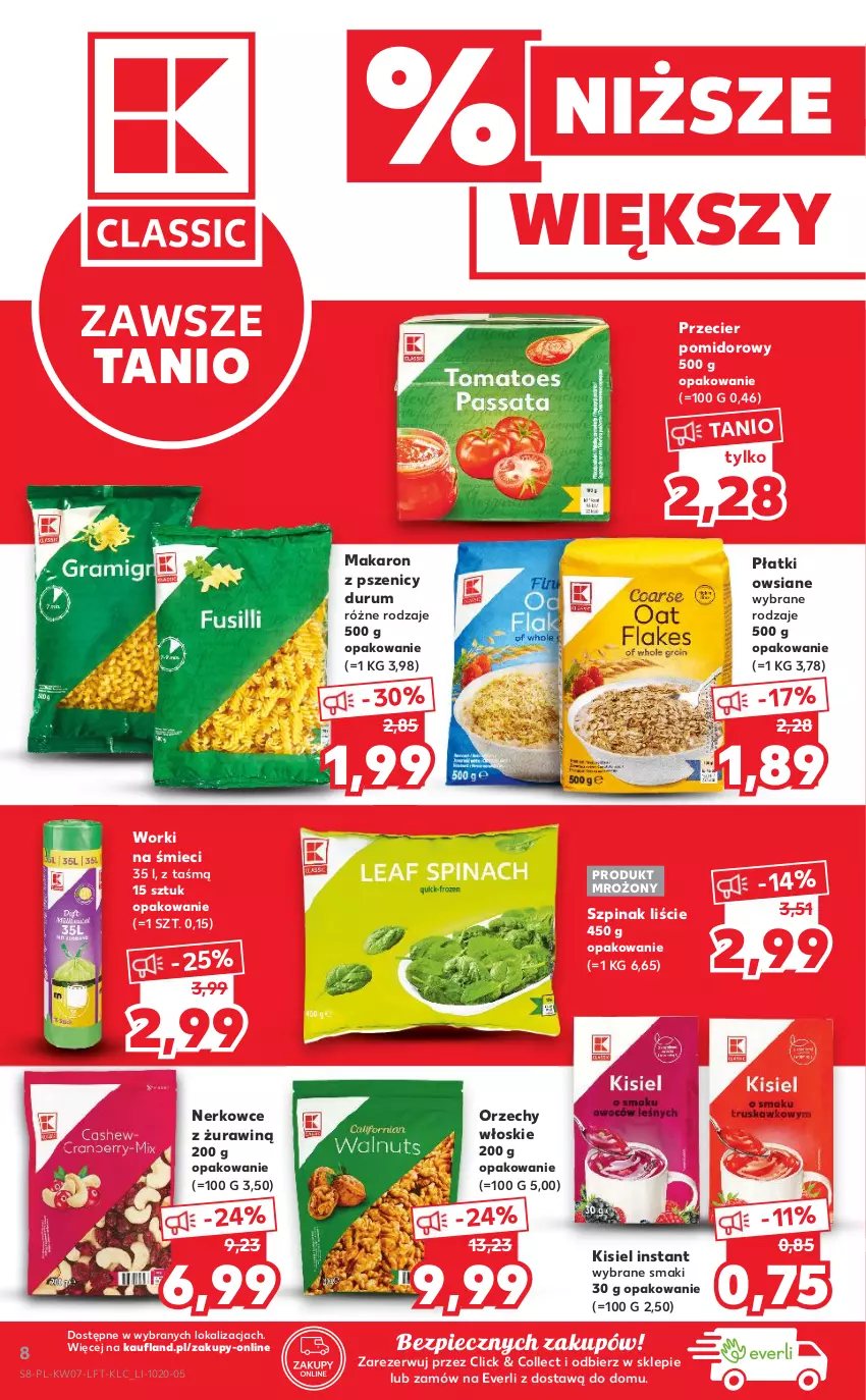 Gazetka promocyjna Kaufland - OFERTA TYGODNIA - ważna 17.02 do 23.02.2022 - strona 8 - produkty: Kisiel, Makaron, Orzechy włoskie, Piec, Płatki owsiane, Rum, Szpinak, Worki na śmiec, Worki na śmieci