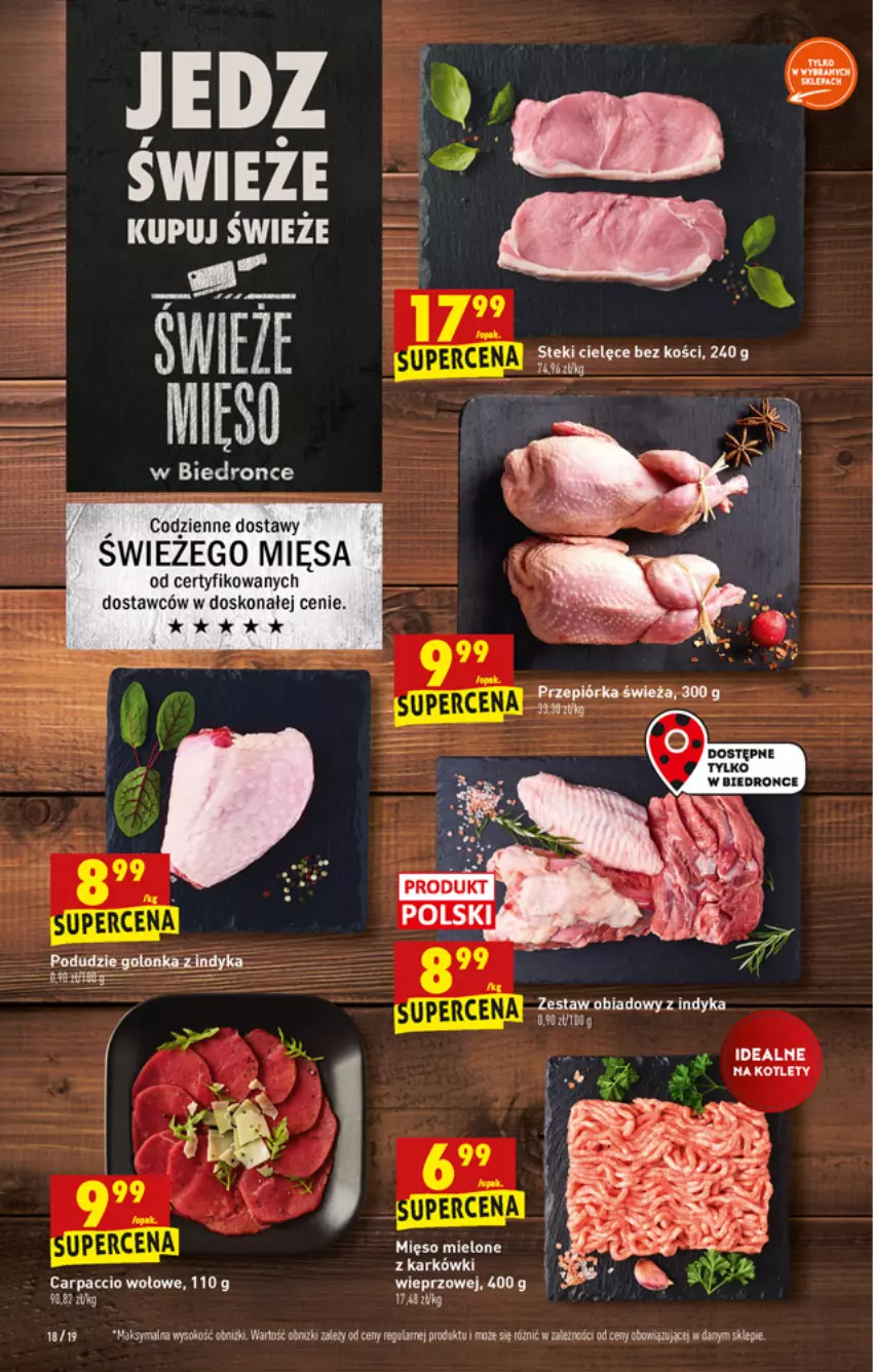 Gazetka promocyjna Biedronka - ważna 25.10 do 30.10.2021 - strona 18 - produkty: Carpaccio, Mięso, Mięso mielone, Stek