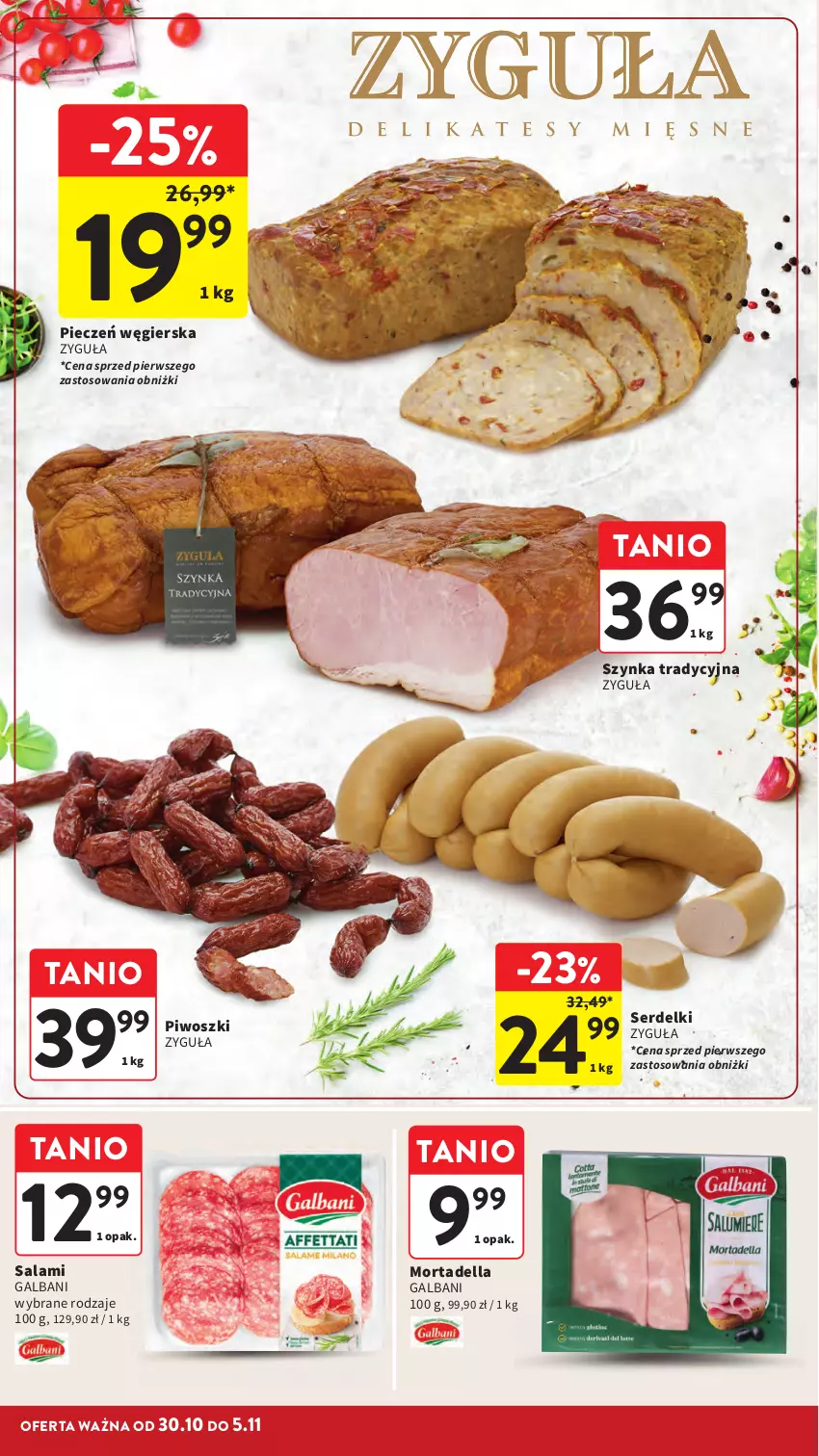 Gazetka promocyjna Intermarche - Gazetka promocyjna - ważna 30.10 do 05.11.2025 - strona 18 - produkty: Dell, Galbani, Mortadella, Piec, Piwo, Salami, Ser, Serdelki, Szynka