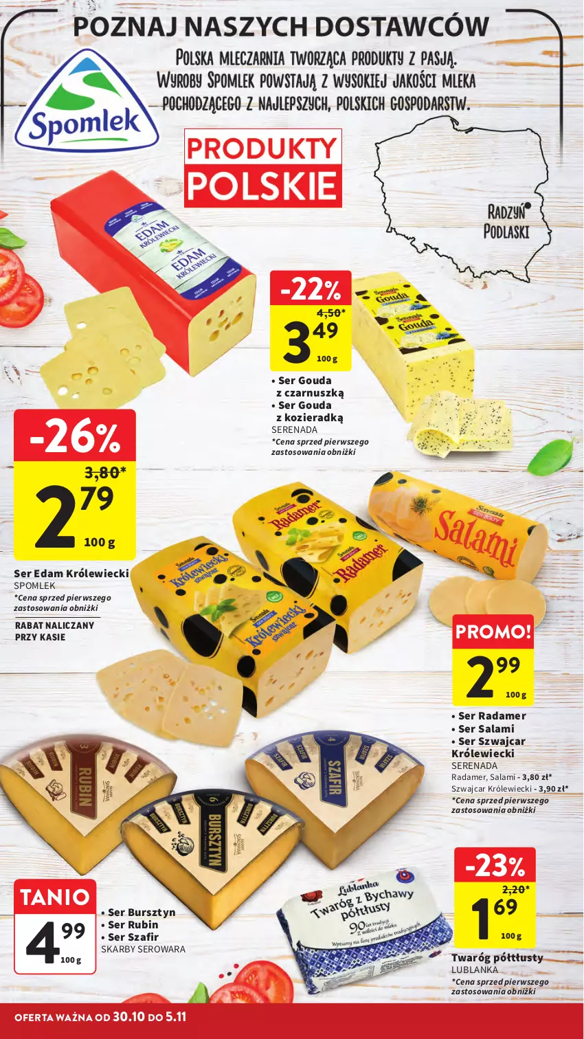 Gazetka promocyjna Intermarche - Gazetka promocyjna - ważna 30.10 do 05.11.2025 - strona 26 - produkty: Bursztyn, Edam, Gouda, Radamer, Rubin, Salami, Ser, Ser salami, Twaróg, Twaróg półtłusty