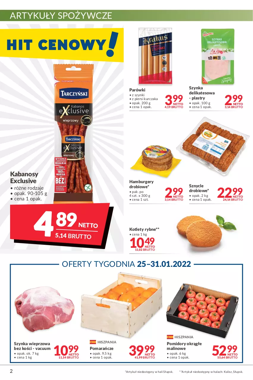 Gazetka promocyjna Makro - [Oferta promocyjna] Artykuły spożywcze i przemysłowe - ważna 25.01 do 07.02.2022 - strona 2 - produkty: Artykuły spożywcze, Burger, Hamburger, Kabanos, Kotlet, Kurczak, Parówki, Pomarańcze, Pomidory, Szynka, Szynka delikatesowa, Szynka wieprzowa