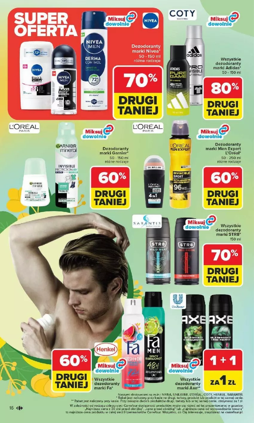 Gazetka promocyjna Carrefour - Gazetka Hity dla urody! - ważna 02.03 do 14.03.2026 - strona 16 - produkty: Adidas, Dezodorant, Fa, Garnier, Piast, Str8