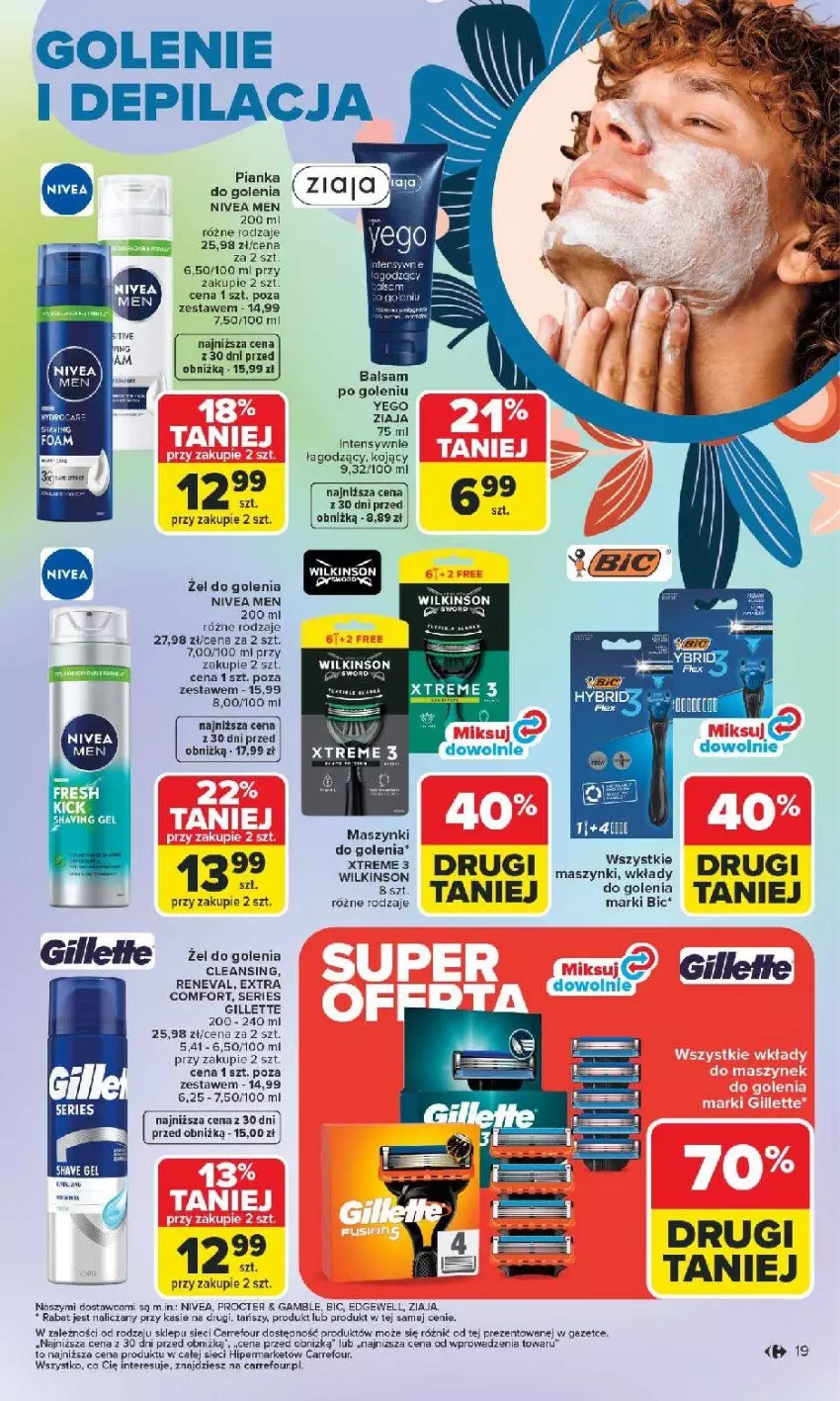 Gazetka promocyjna Carrefour - Gazetka Hity dla urody! - ważna 02.03 do 14.03.2026 - strona 19 - produkty: Balsam po goleniu, BIC, Gillette, Nivea, Nivea Men, Ser, Ziaja