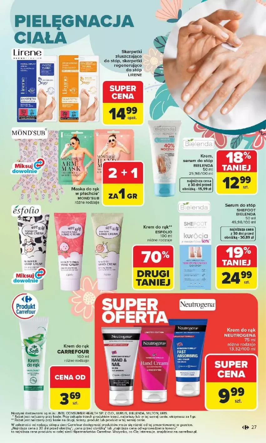 Gazetka promocyjna Carrefour - Gazetka Hity dla urody! - ważna 02.03 do 14.03.2026 - strona 27 - produkty: Bielenda, Fa, Kaki, Karp, Krem do rąk, Lirene, Maska, Rum, Ser, Serum, Serum do stóp, Skarpetki