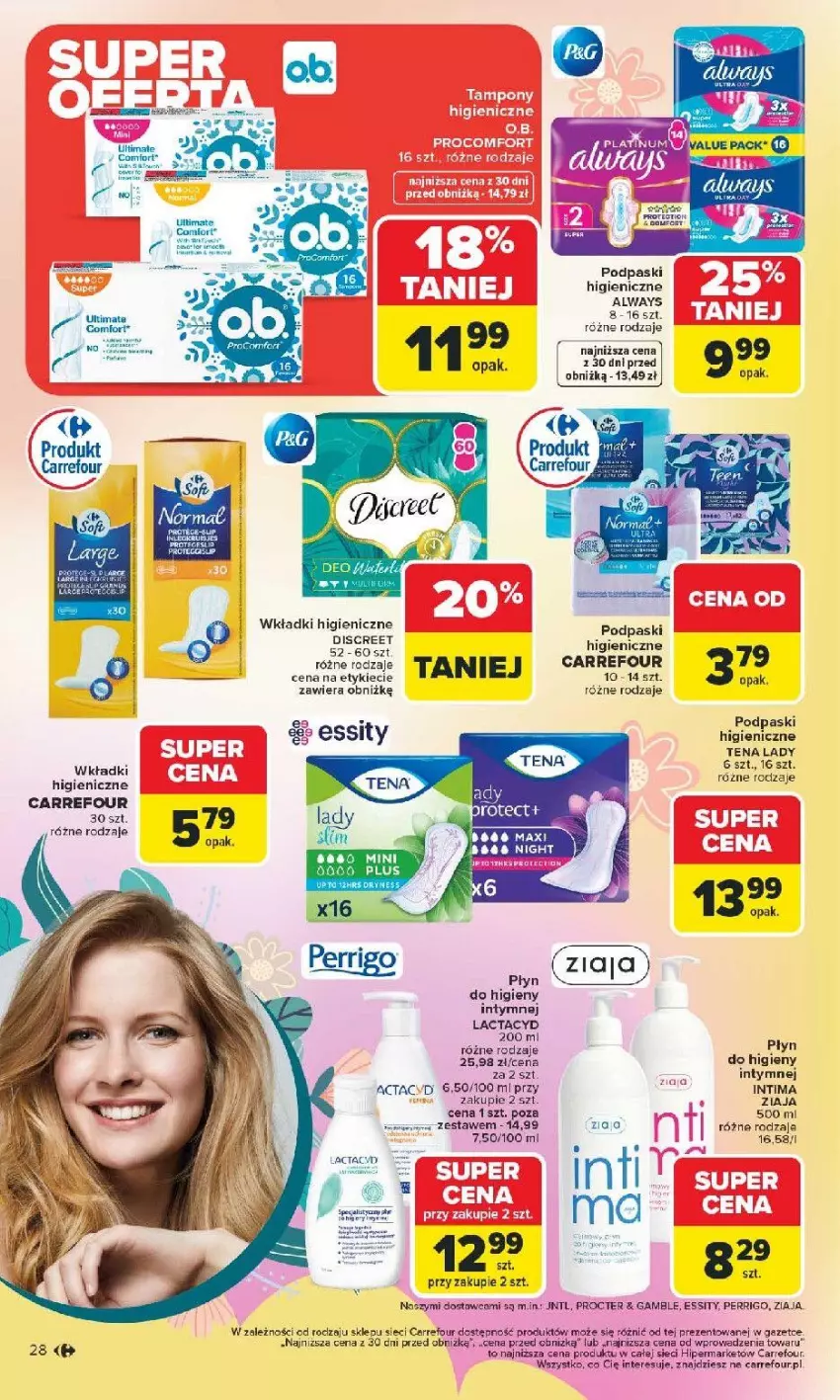 Gazetka promocyjna Carrefour - Gazetka Hity dla urody! - ważna 02.03 do 14.03.2026 - strona 28 - produkty: Always, Discreet, Fa, Lactacyd, Podpaski, Sito, Wkładki, Ziaja