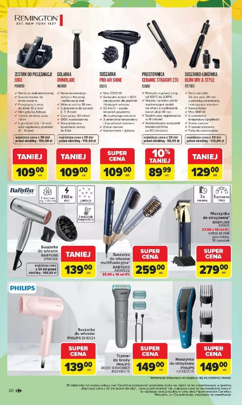 Gazetka promocyjna Carrefour - Gazetka Hity dla urody! - ważna 02.03 do 14.03.2026 - strona 30 - produkty: Babyliss, Body, Fa, Golarka, Gra, Lokówka, Maszynka, Philips, Piec, Por, Remington, Rum, Suszarka, Szynka