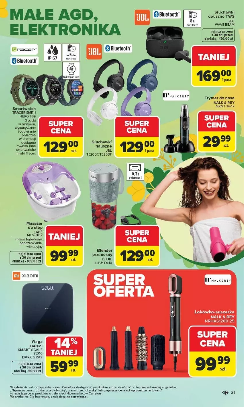 Gazetka promocyjna Carrefour - Gazetka Hity dla urody! - ważna 02.03 do 14.03.2026 - strona 31 - produkty: Acer, Blender, Elektronika, Fa, Gra, JBL, Masażer, Por, Słuchawki, Smartwatch, Sport, Tefal, Waga