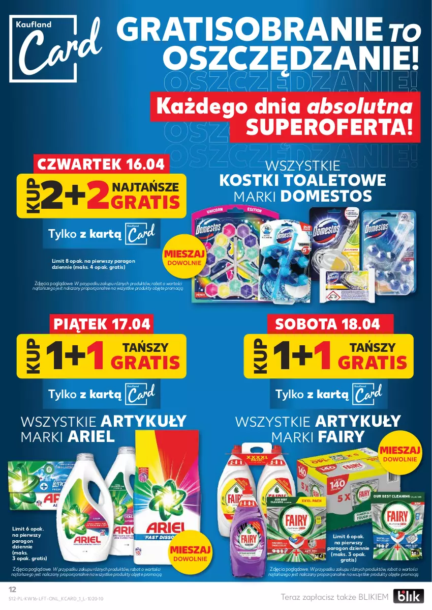 Gazetka promocyjna Kaufland - Gazetka tygodnia - ważna 16.04 do 22.04.2026 - strona 12 - produkty: Absolut, Ariel, Domestos, Fa, Fairy, Gra, Por, Tera