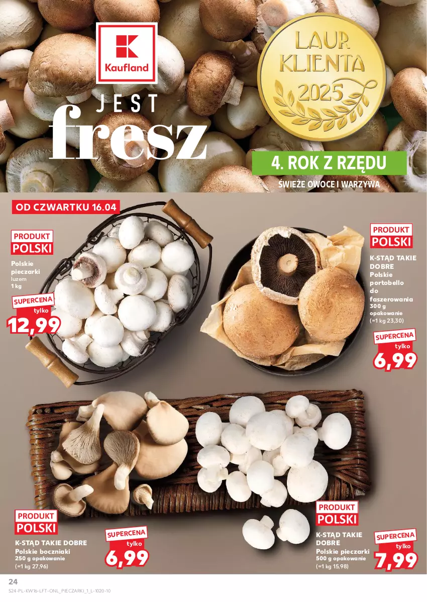 Gazetka promocyjna Kaufland - Gazetka tygodnia - ważna 16.04 do 22.04.2026 - strona 24 - produkty: Bell, Boczniak, Fa, Owoce, Piec, Por, Portobello, Warzywa