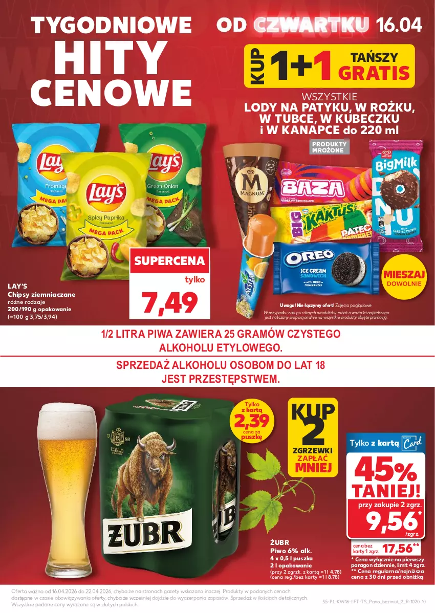 Gazetka promocyjna Kaufland - Gazetka tygodnia - ważna 16.04 do 22.04.2026 - strona 5 - produkty: Chipsy, Gra, Lay’s, Lody, Piwa, Piwo, Por, Produkty mrożone, Waga