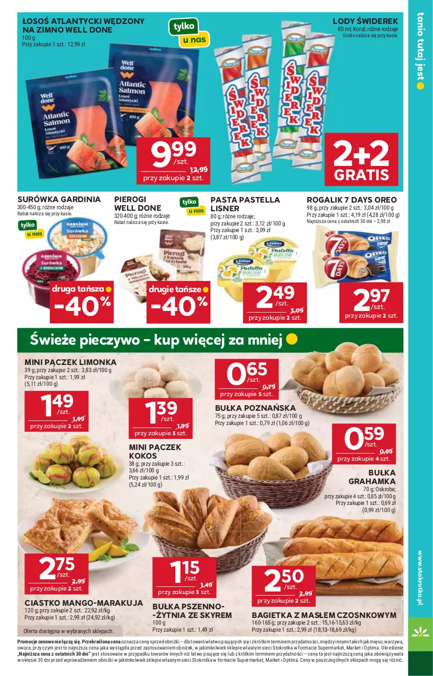 Gazetka promocyjna Stokrotka - Market - ważna 06.08 do 12.08.2026 - strona 27 - produkty: 7 Days, Bagietka, Bułka, Bułka grahamka, Gra, Kokos, Limonka, Lisner, Lody, Mango, Mięso, Optima, Oreo, Owoce, Pączek, Pastella, Piec, Pieczywo, Pierogi, Rogal, Surówka, Warzywa