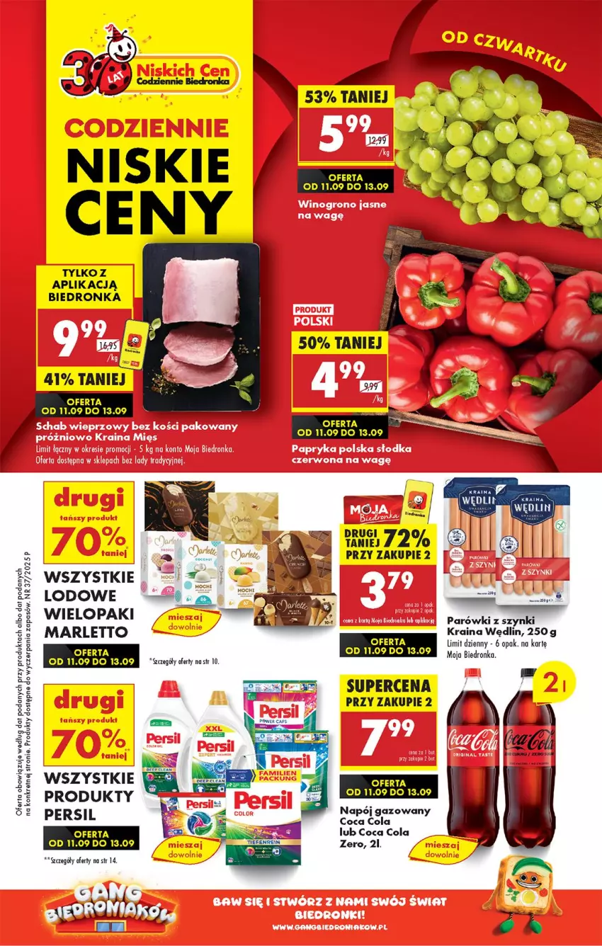 Gazetka promocyjna Biedronka - Od Czwartku - ważna 11.09 do 17.09.2025 - strona 1 - produkty: Kret, Napój, Napój gazowany, Parówki, Parówki z szynki, Persil