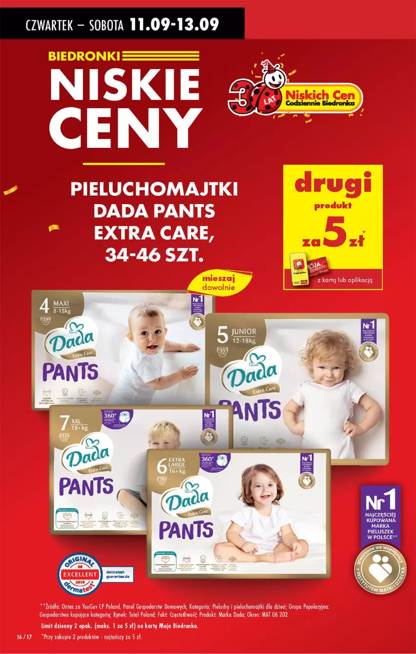 Gazetka promocyjna Biedronka - Od Czwartku - ważna 11.09 do 17.09.2025 - strona 16 - produkty: Dada, Dzieci, Fa, Majtki, Pieluchomajtki, Pieluchy