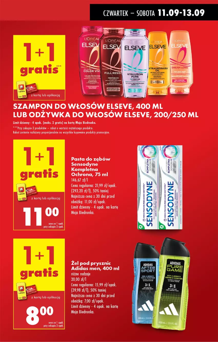 Gazetka promocyjna Biedronka - Od Czwartku - ważna 11.09 do 17.09.2025 - strona 17 - produkty: Adidas, Elseve, Gra, Odżywka, Pasta do zębów, Por, Sensodyne, Szampon