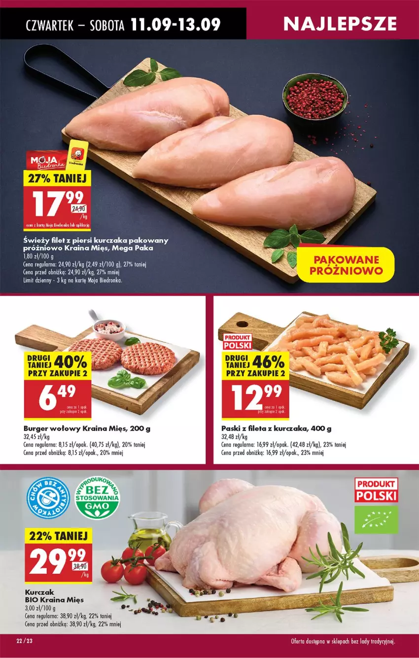 Gazetka promocyjna Biedronka - Od Czwartku - ważna 11.09 do 17.09.2025 - strona 22 - produkty: Burger, Fa, Filet z piersi kurczaka, Kurczak