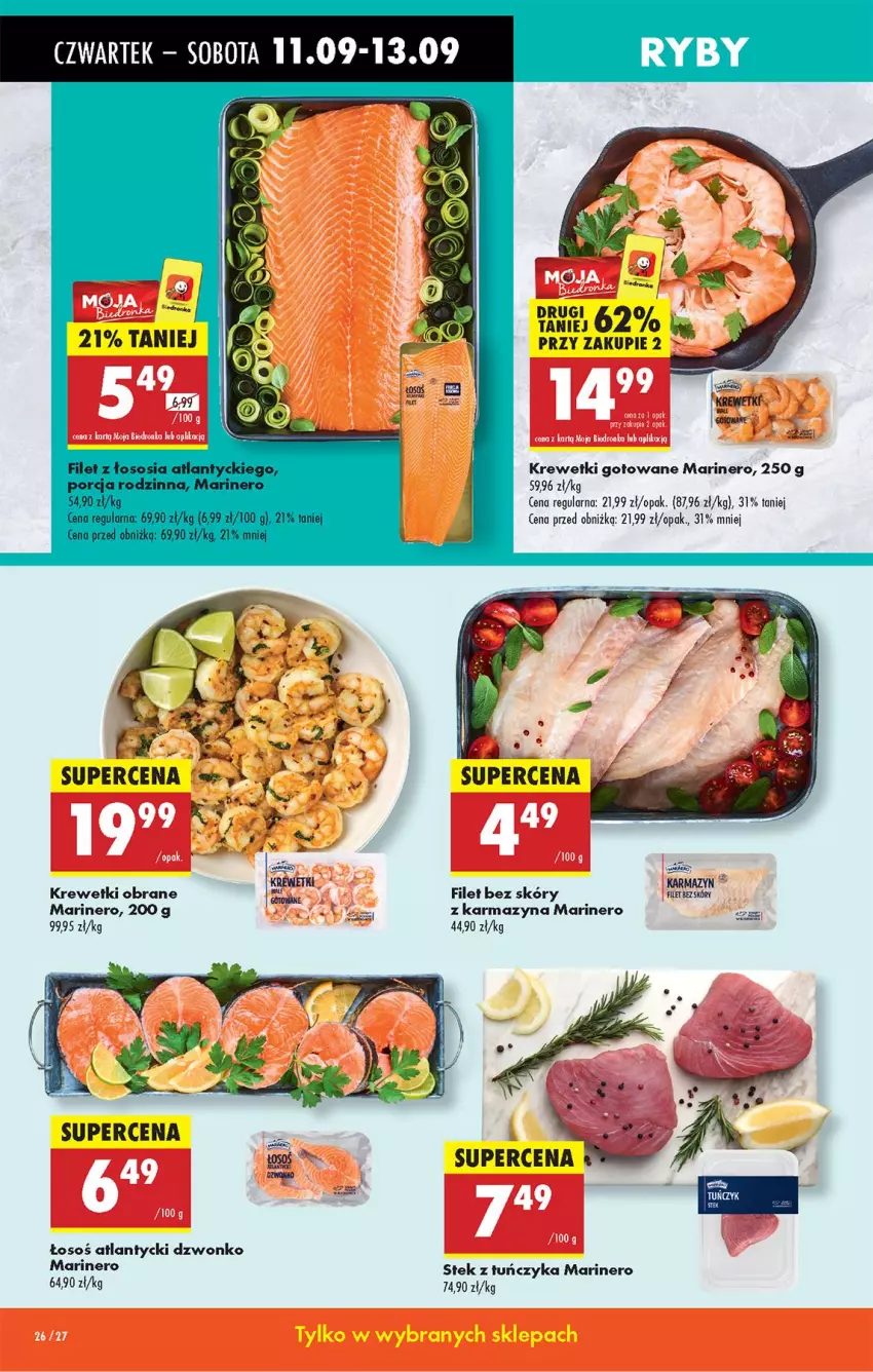 Gazetka promocyjna Biedronka - Od Czwartku - ważna 11.09 do 17.09.2025 - strona 26 - produkty: Krewetki, Stek, Tuńczyk