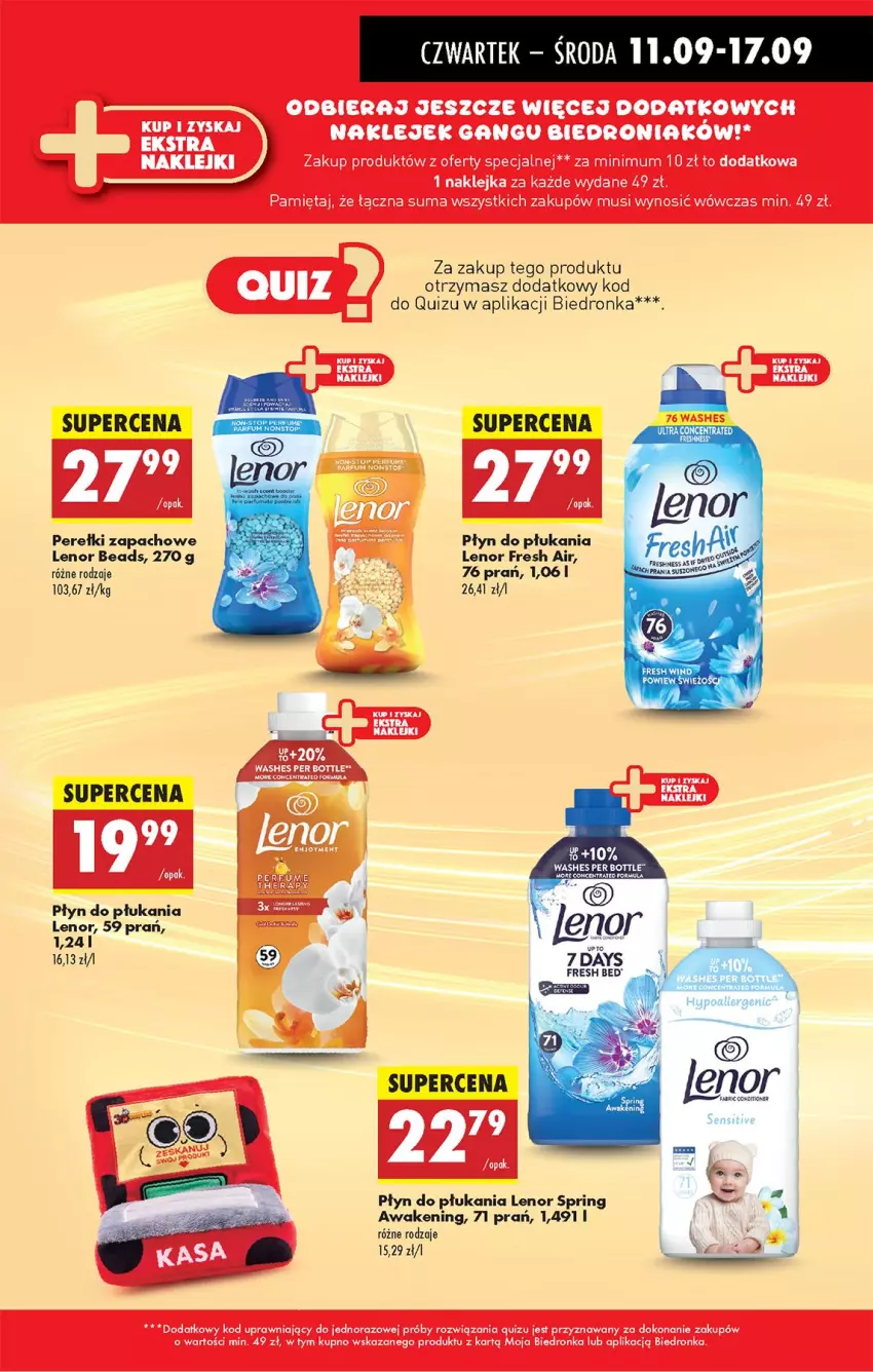 Gazetka promocyjna Biedronka - Od Czwartku - ważna 11.09 do 17.09.2025 - strona 33 - produkty: 7 Days, Lenor, Perełki zapachowe, Perfum, Płyn do płukania, Quiz