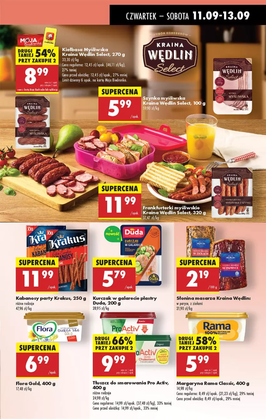Gazetka promocyjna Biedronka - Od Czwartku - ważna 11.09 do 17.09.2025 - strona 39 - produkty: Duda, Flora, Frankfurterki, Gala, Kabanos, Krakus, Kurczak, Margaryna, Rama