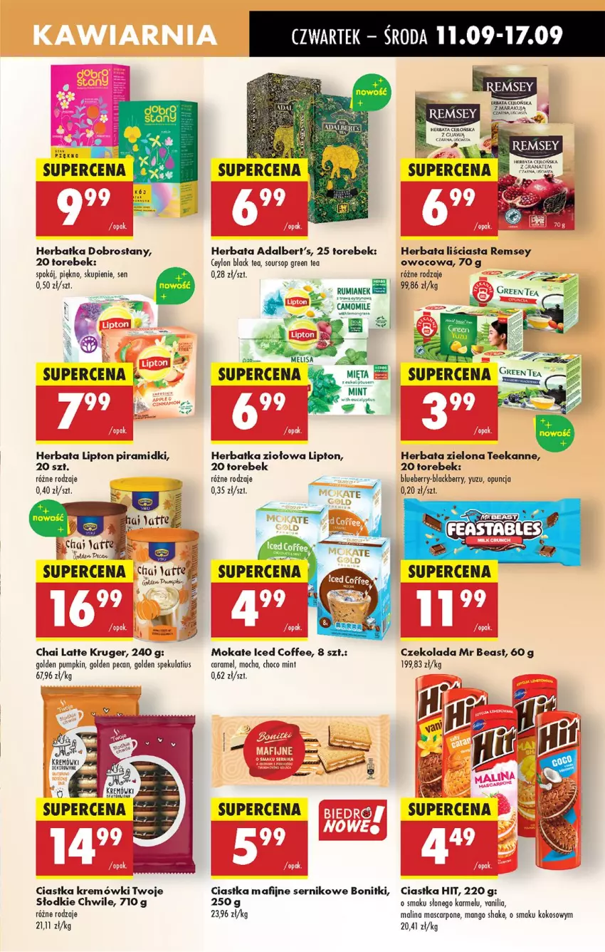 Gazetka promocyjna Biedronka - Od Czwartku - ważna 11.09 do 17.09.2025 - strona 45 - produkty: Bonitki, Ciastka, Czekolada, Fa, Gry, Herbata, Kokos, Lack, Lipton, Mango, Mascarpone, Rama, Rum, Ser, Teekanne