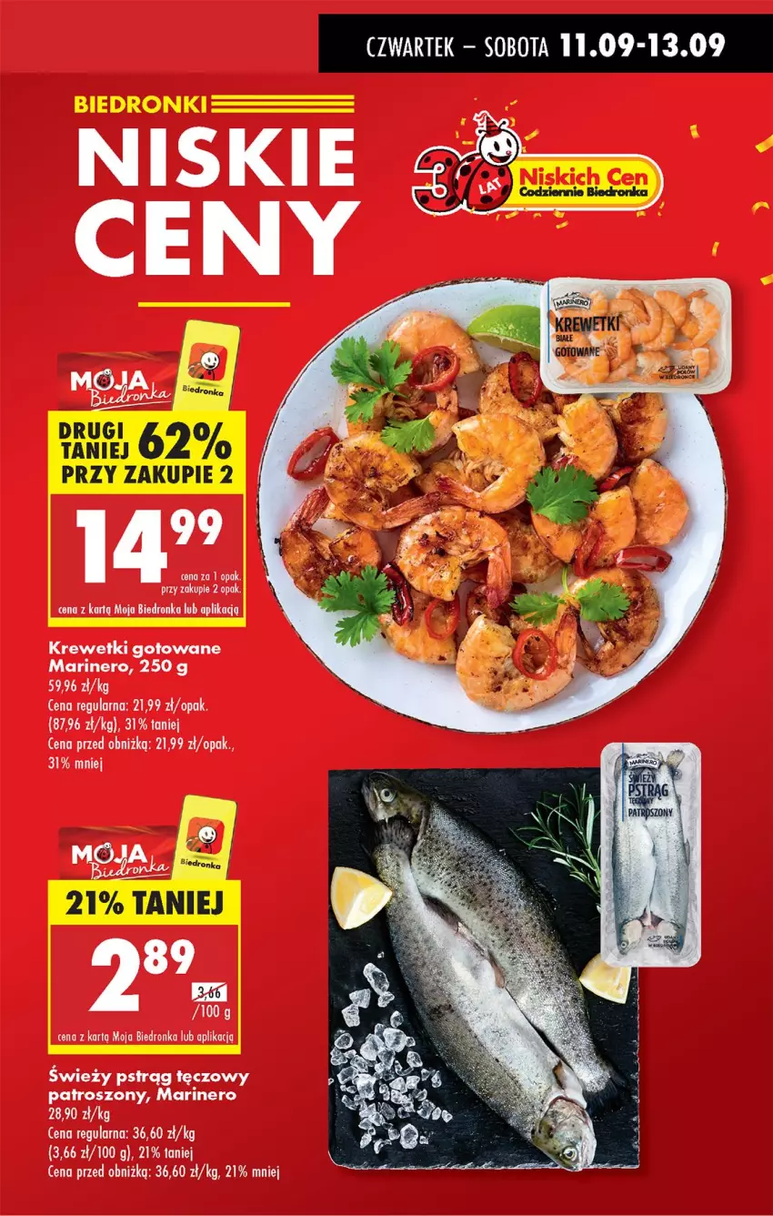 Gazetka promocyjna Biedronka - Od Czwartku - ważna 11.09 do 17.09.2025 - strona 5 - produkty: Krewetki, Pstrąg, Pstrąg tęczowy