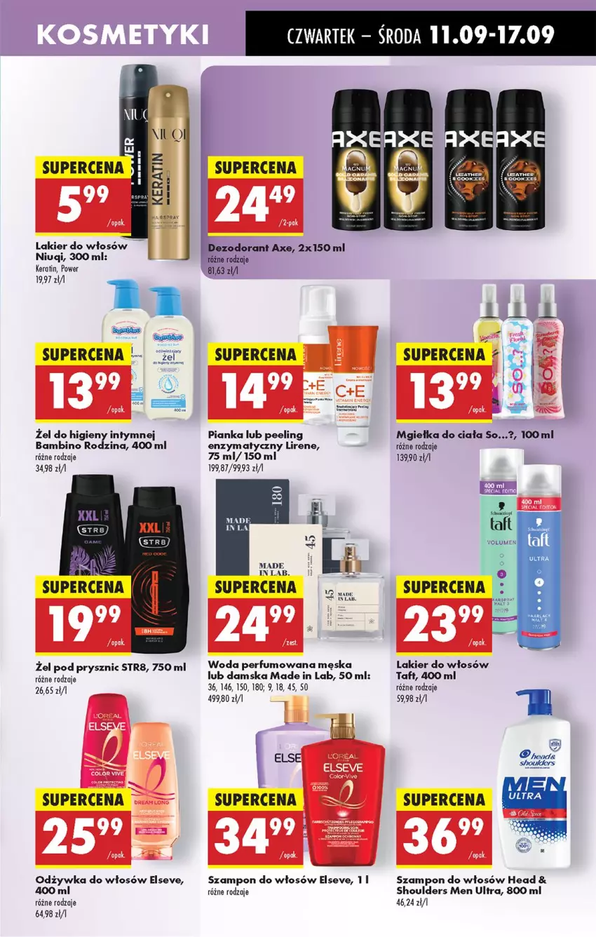 Gazetka promocyjna Biedronka - Od Czwartku - ważna 11.09 do 17.09.2025 - strona 53 - produkty: Dezodorant, Elseve, Lakier, Lakier do włosów, Lirene, Niuqi, Odżywka, Peeling, Perfum, Str8, Szampon, Taft, Woda, Woda perfumowana