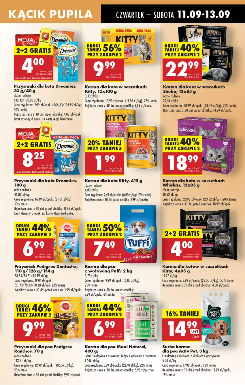 Gazetka promocyjna Biedronka - Od Czwartku - ważna 11.09 do 17.09.2025 - strona 61 - produkty: Gra, Pedigree, Przysmaki, Puf, Sheba, Sucha karma, Warzywa, Whiskas, Wołowina
