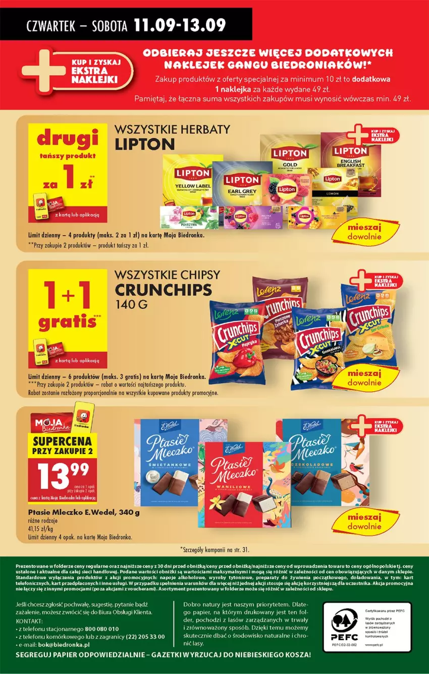 Gazetka promocyjna Biedronka - Od Czwartku - ważna 11.09 do 17.09.2025 - strona 65 - produkty: Chipsy, Crunchips, Fa, Gra, Kosz, Lipton, Mleczko, Napoje, Papier, Por, Ptasie mleczko, Telefon
