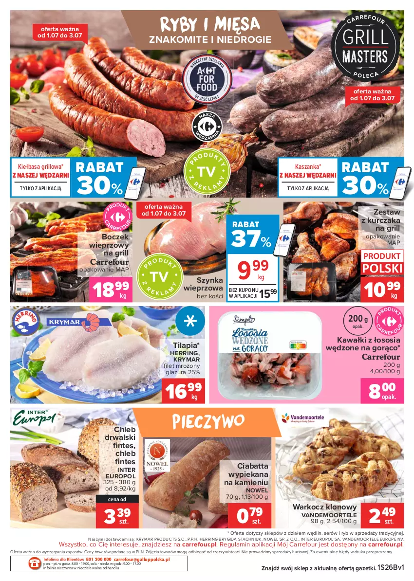 Gazetka promocyjna Carrefour - Gazetka Targi świeżości - ważna 28.06 do 05.07.2021 - strona 2 - produkty: Boczek, Boczek wieprzowy, Chleb, Ciabatta, Glazura, Grill, Kasza, Kaszanka, Kawa, Kiełbasa, Koc, Kurczak, Lazur, Piec, Pieczywo, Ser, Sos, Szynka, Szynka wieprzowa, Tilapia