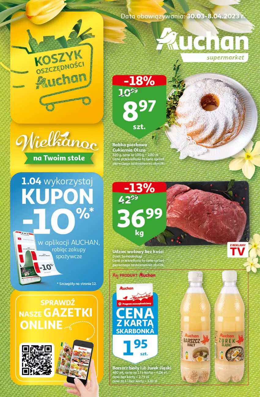 Gazetka promocyjna Auchan - Gazetka Wielkanoc na Twoim stole Supermarket Auchan - ważna 30.03 do 08.04.2023 - strona 1