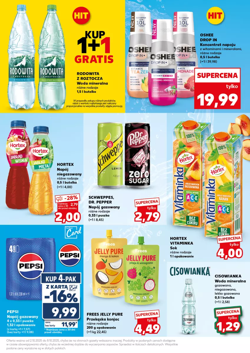 Gazetka promocyjna Kaufland - Mocny Start - ważna 06.10 do 08.10.2025 - strona 19 - produkty: Cisowianka, Gra, Hortex, Inka, Napój, Napój gazowany, Napój niegazowany, Oshee, Por, Pur, Schweppes, Sok, Wino, Woda, Woda mineralna