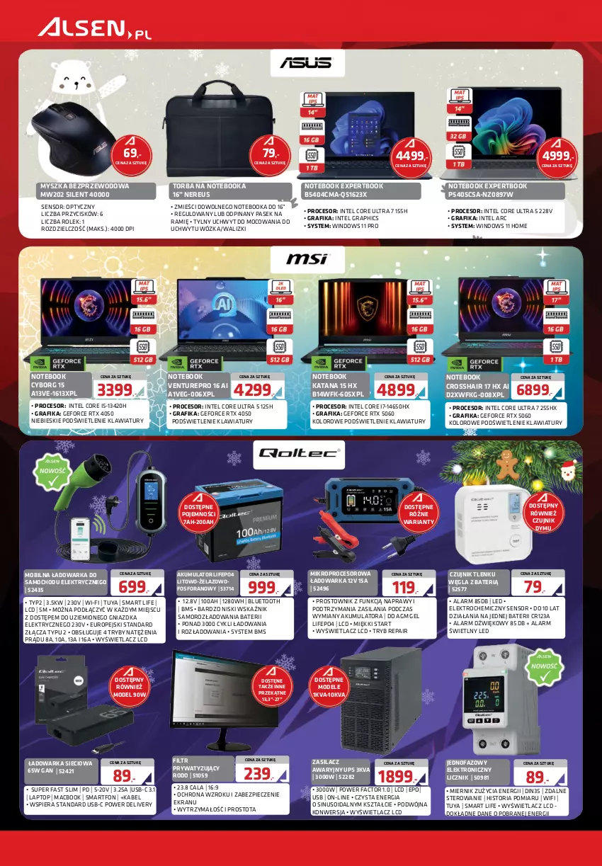 Gazetka promocyjna Alsen - Gazetka Alsen - ważna 01.12 do 31.12.2025 - strona 2 - produkty: Akumulator, Fa, Gra, Grafika, Intel, Mobil, Mysz, Notebook, Pasek, Piec, Procesor, Prostownik, Silan, Smartfon, Top, Torba, Warka