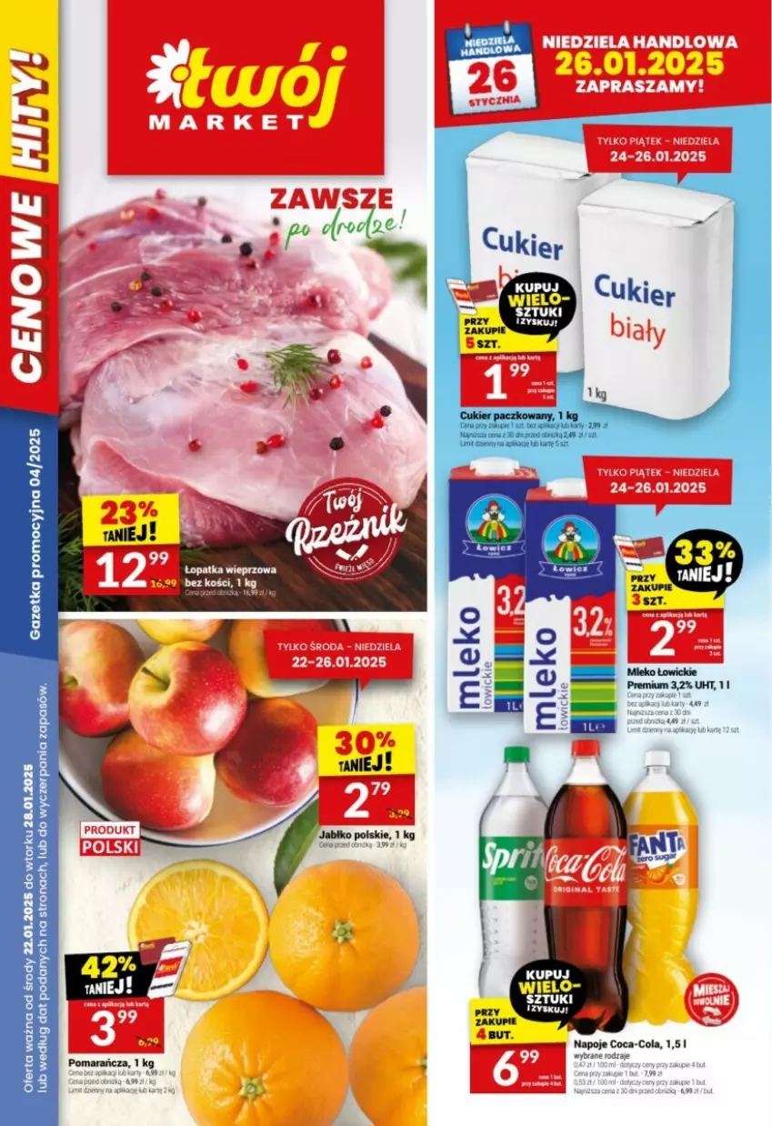 Gazetka promocyjna Twoj Market - ważna 22.01 do 28.01.2025 - strona 1 - produkty: Coca-Cola, Mleko, Napoje