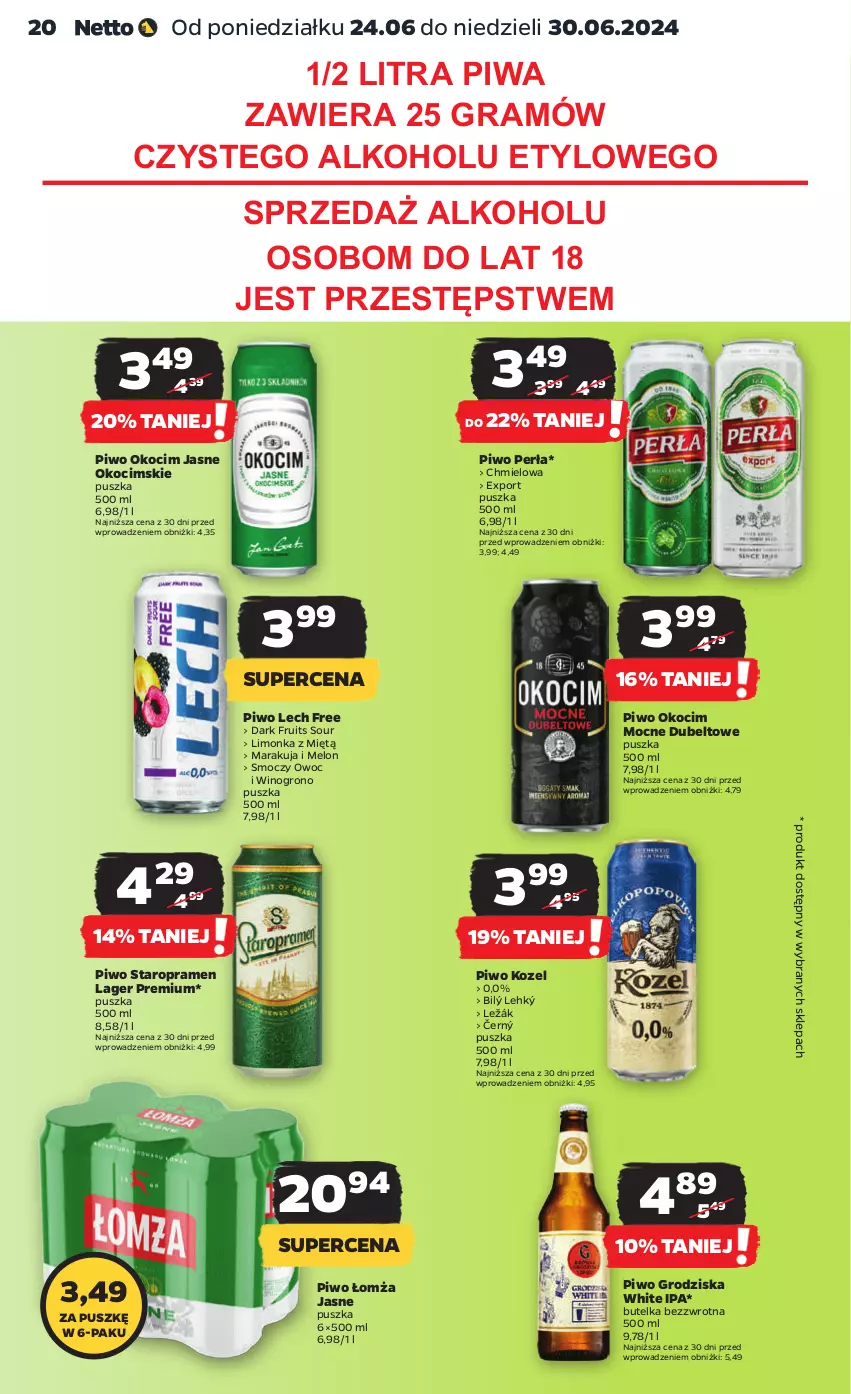 Gazetka promocyjna Netto - Od Poniedziałku - ważna 24.06 do 30.06.2024 - strona 20 - produkty: Gra, Koc, Kozel, Limonka, Melon, Okocim, Perła, Piwa, Piwo, Por, Wino