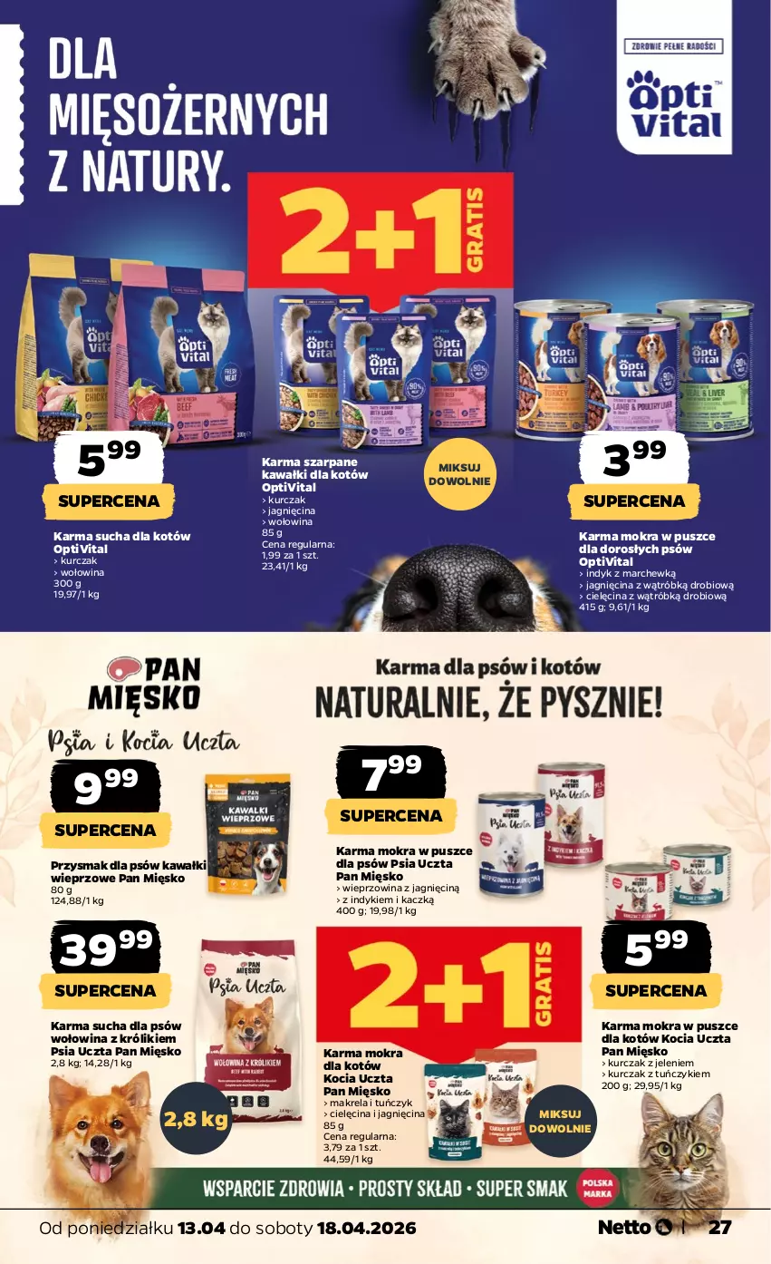 Gazetka promocyjna Netto - Od Poniedziałku - ważna 13.04 do 18.04.2026 - strona 27 - produkty: Karma mokra dla kotów, Kawa, Koc, Królik, Kurczak, Tuńczyk, Wieprzowina, Wołowina