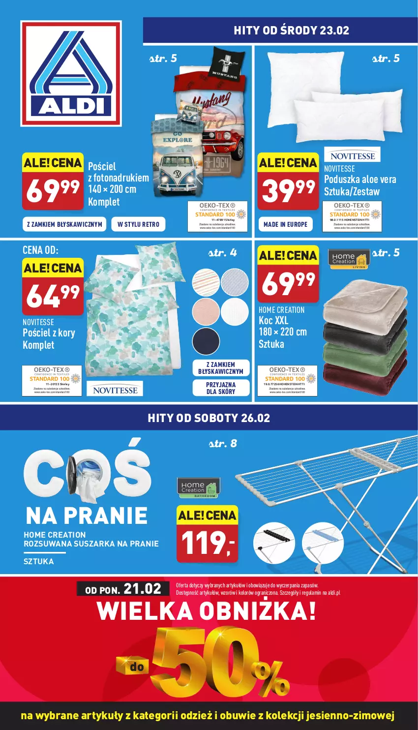 Gazetka promocyjna Aldi - Katalog Moda i Dom - ważna 23.02 do 26.02.2022 - strona 1 - produkty: Aloe vera, Gra, Koc, Obuwie, Poduszka, Pościel, Suszarka, Suszarka na pranie