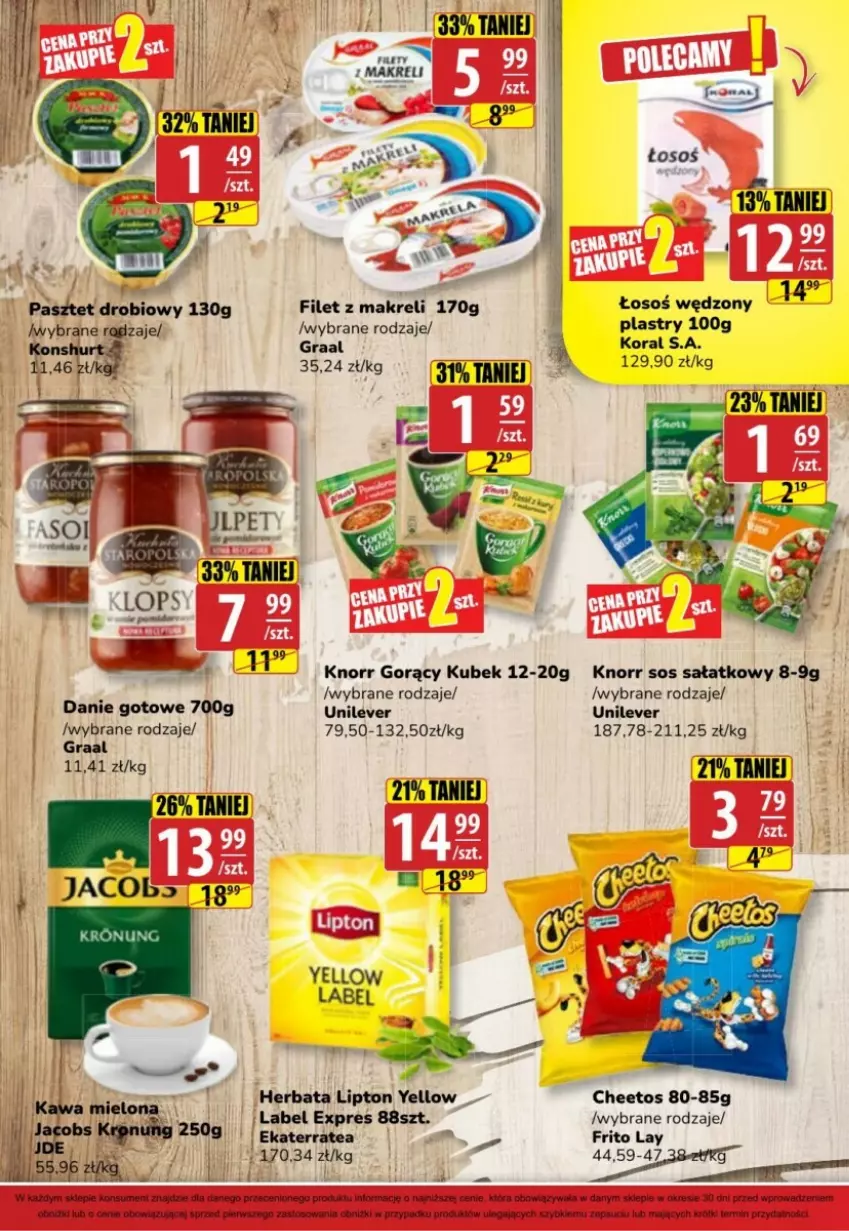 Gazetka promocyjna Gram market - ważna 02.08 do 08.08.2023 - strona 12 - produkty: Cheetos, Danie gotowe, Filet z makreli, Gra, Graal, Herbata, Jacobs, Knorr, Kubek, Lipton, Pasztet, Sałat, Sos