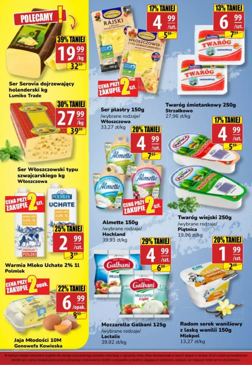 Gazetka promocyjna Gram market - ważna 02.08 do 08.08.2023 - strona 7 - produkty: Almette, Cars, Fa, Galbani, Hochland, Jaja, Mleko, Mozzarella, Piątnica, Polmiek, Ser, Serek, Twaróg, Twaróg śmietankowy, Włoszczowski