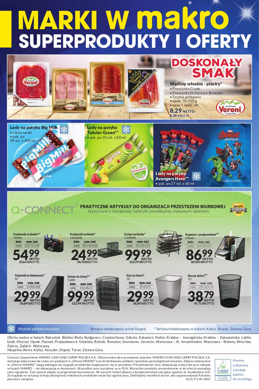 Gazetka promocyjna Makro - [Oferta specjalna] Marki w MAKRO - ważna 23.08 do 05.09.2022 - strona 8 - produkty: Avengers, Big Milk, Bresaola, Gra, Kosz, Lody, Organizer, Papier, Piec, Prosciutto, Rum, Sos, Szal, Szynka