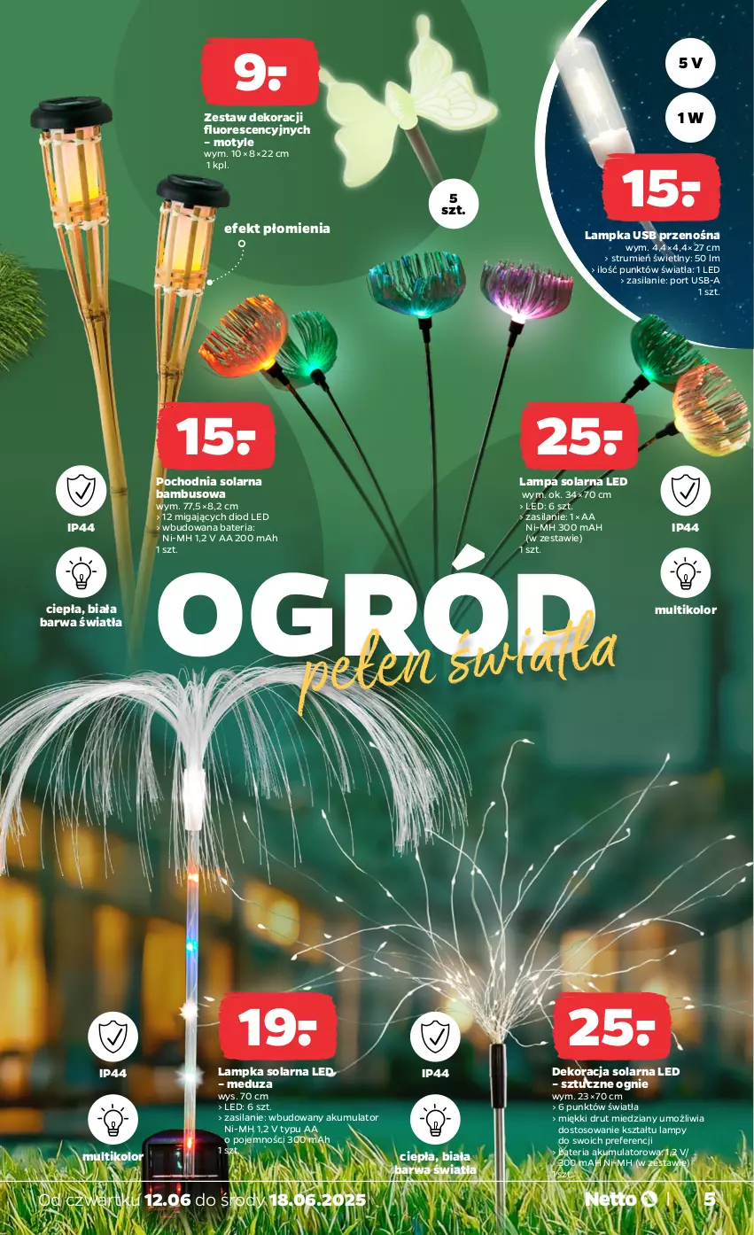 Gazetka promocyjna Netto - Od Czwartku Przemysłowa - ważna 12.06 do 18.06.2025 - strona 5 - produkty: Akumulator, Bateria, Lampa, Ogród, Por, Rum, Silan
